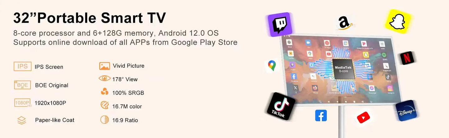 Großhandel Stand Smart TV für das Heimgeschäft Android 12 Smart Television OFD 21,5/32 Zoll tragbarer TV mit Batterie