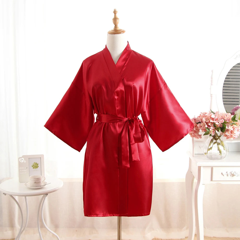 Herren Seiden-Satin-Morgenmantel Lang Sommer Wickel-Bademantel Nachthemd Pyjama Homewear Sexy Bademantel