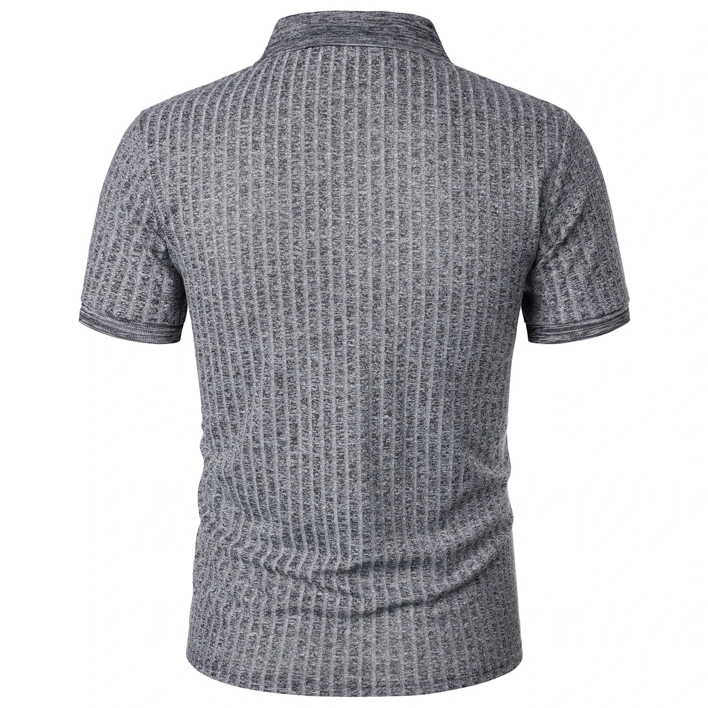 Herren Lauf-Sport-Fitnessbekleidung Sommer hochelastisches, vertikales Kurzarm-Polo-Shirt schlankes Strick-Basis-Shirt