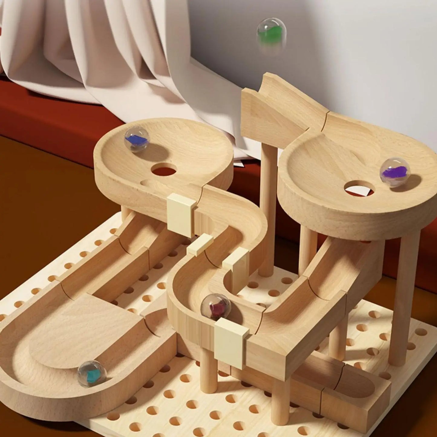 Holzmurmel-Labyrinth Rennbahn Spiel STEM Lernspielzeug für Kinder Lern-Puzzle-Brettspiel für Jungen Mädchen Geburtstagsgeschenke