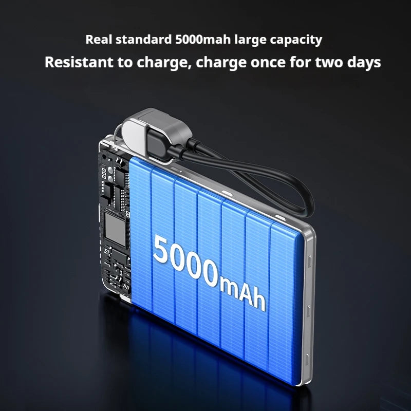 Ultra-Thin 5000mAh Portable Power Bank 20W Fast Charging Wired & Wireless Alloy Shell for iPhone