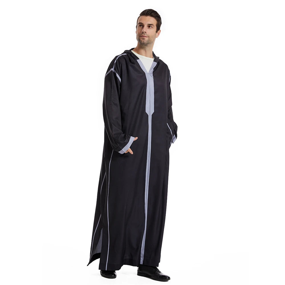 Islam Herren Kapuzen Maxikleid Jubba Thobe Saudi Arabisches Gewand Marokko Kaftan Dubai Türkei Abaya Muslimische Kleidung Ramadan Abayas Kleid