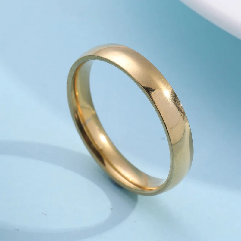 Bague de couple classique en acier inoxydable courbé de 4 mm, breloque, bagues en acier titane pour hommes et femmes, meilleur cadeau de fête, bijoux