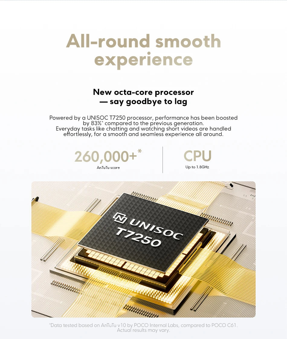 Global Version POCO C71 UNISOC T7250 Processor Immersive 6.88" Display 32MP Al Dual Camera 15W Charging 5200mAh Battery