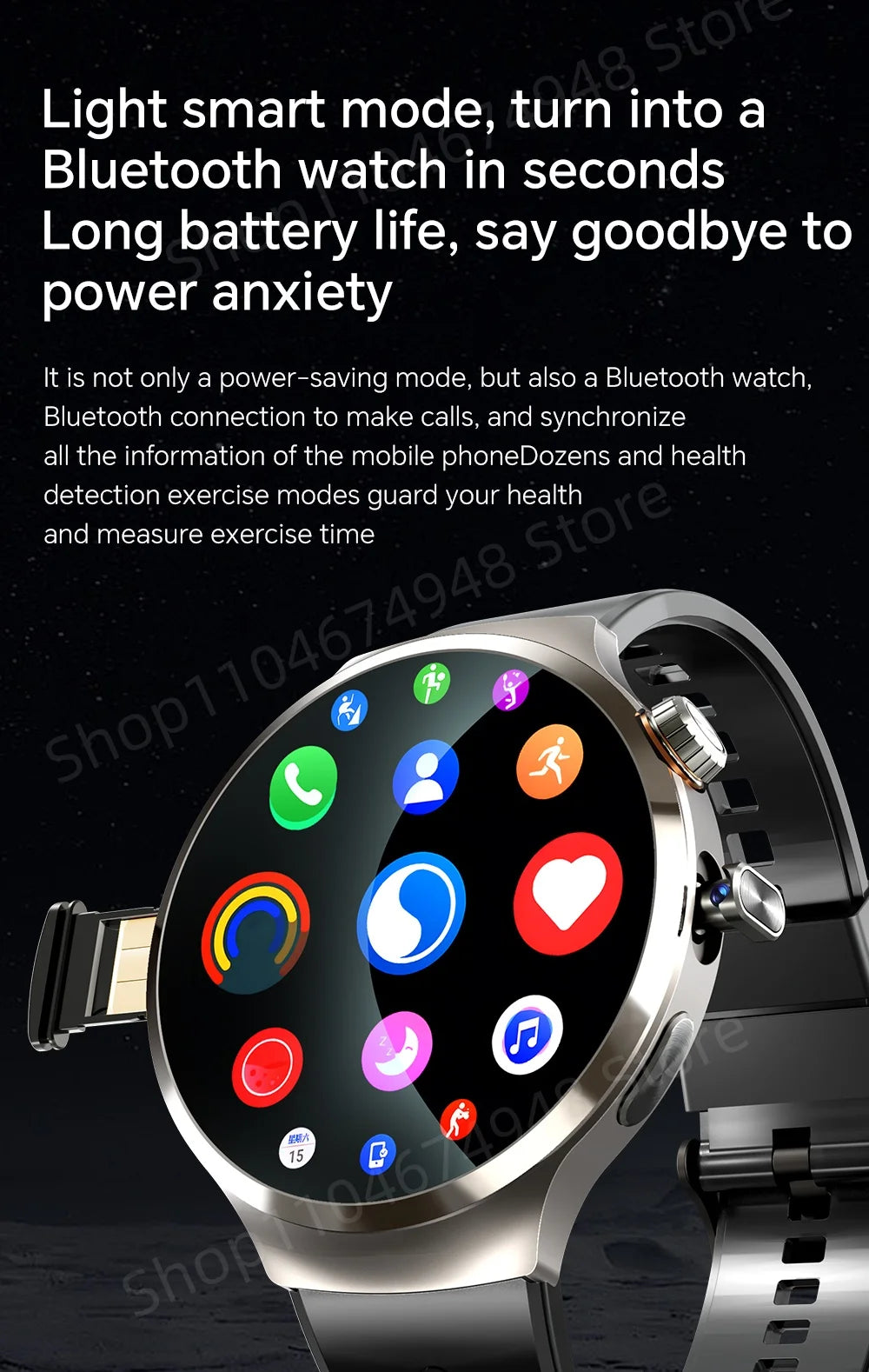 Montre intelligente 4G/5G Full Netcom 1,98 pouces Amoled avec caméra rotative à 210°, Android 13.0, double système GPS, batterie 1900 mAh