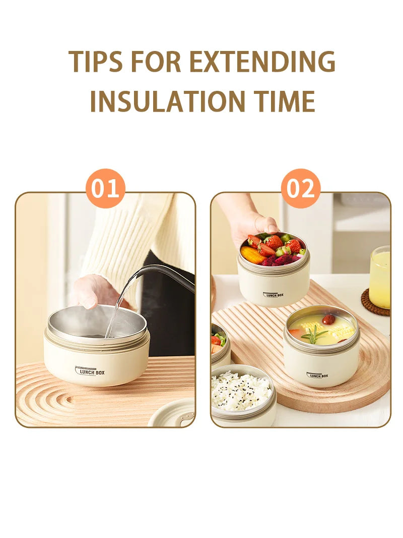 Thermische isolierte Bento-Brotdose und Tasche Thermos-Brotdose für warme Speisen Behälter Edelstahl Essenszubereitung luftdichter Behälter