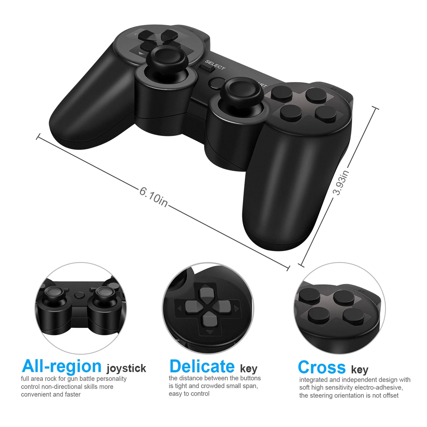 GOMROMBO Game Controller For Playstation 3/PS3/PC/Android Wireless BT Gamepad 6 Axis Gyro Dual Motor Vibration Gaming Joystick