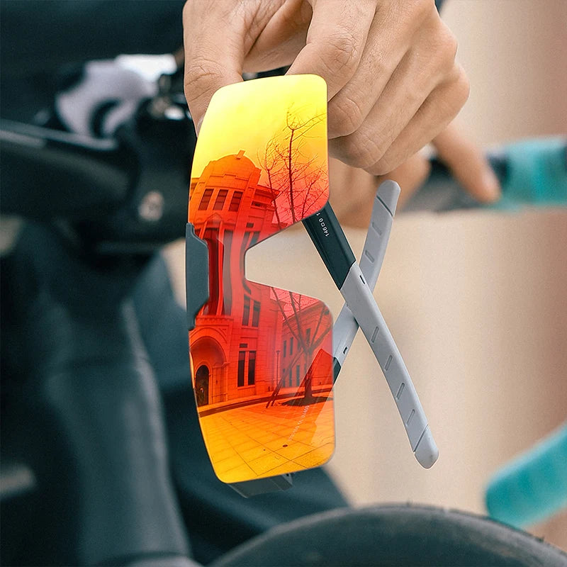 WEST BIKING Lunettes de cyclisme photochromiques Verres relevables Lunettes polarisées à clipser Pare-soleil VTT Vélo de route Lunettes de conduite de nuit