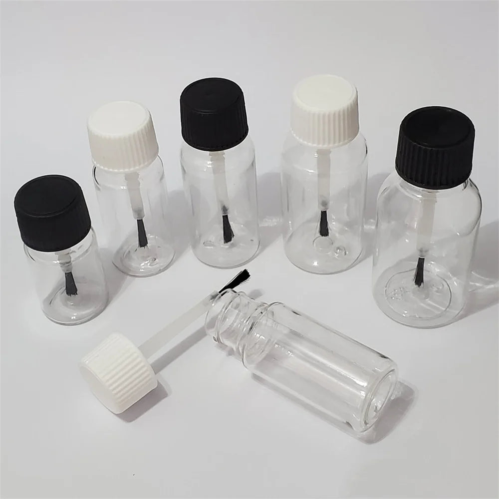 Empty Nail Polish Bottles With Brush Cap Refillable Plastic Jars Leakproof Storage Liquid Paints Pots DIY Crafts Containers