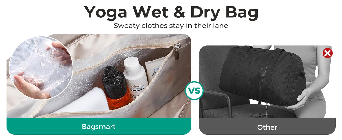 BAGSMART Reisetasche für Damen, Sporttasche, Yogatasche mit Nass- und Trockenfach, gesteppte Sporttasche für Wochenendausflüge, Schwimmen