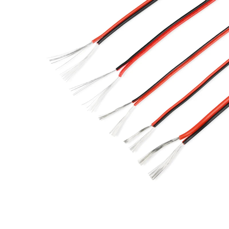 Câble de rallonge 2 conducteurs rouge et noir en PVC 22awg 20awg 18awg Fil domestique en cuivre étamé