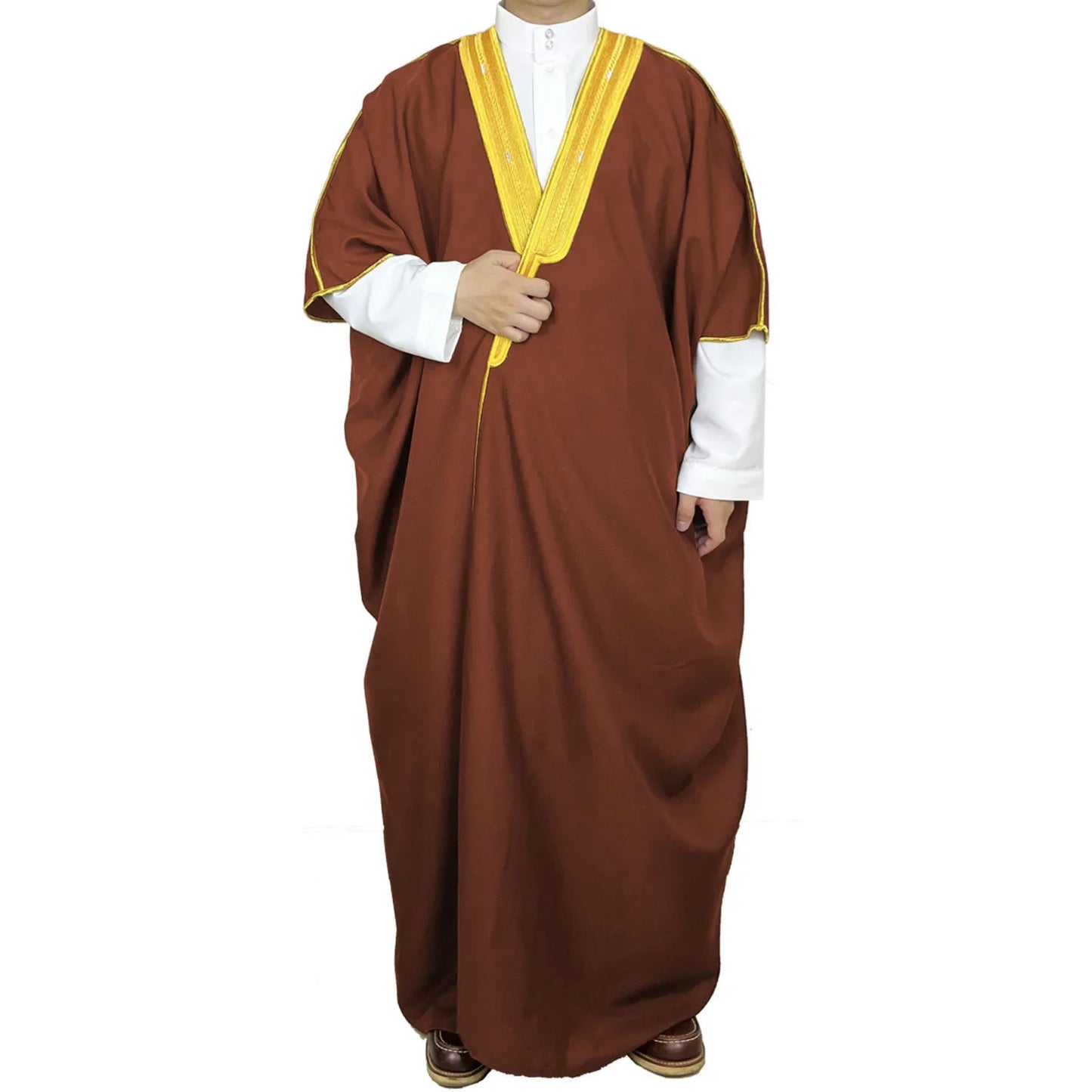 Moyen-Orient Hommes Ouvert Abayas Musulman Robe Kimono Dishdasha Vêtements Islamiques Dubaï Arabie Saoudite Caftan Brodé Robe Prière Thobe