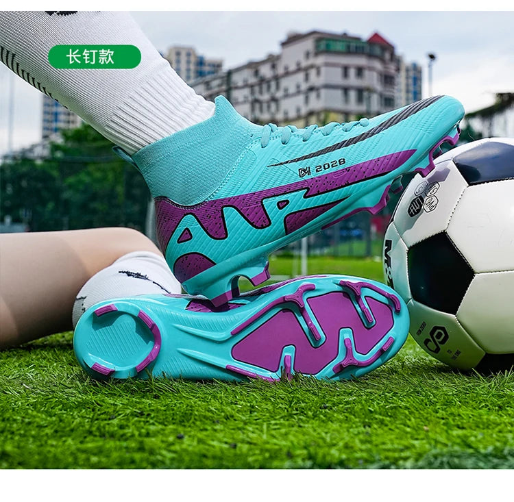 Chaussures de football roses tendance pour hommes, légères et professionnelles, chaussettes intégrées, chaussures de football pour hommes, antidérapantes, originales, baskets de football pour l'extérieur