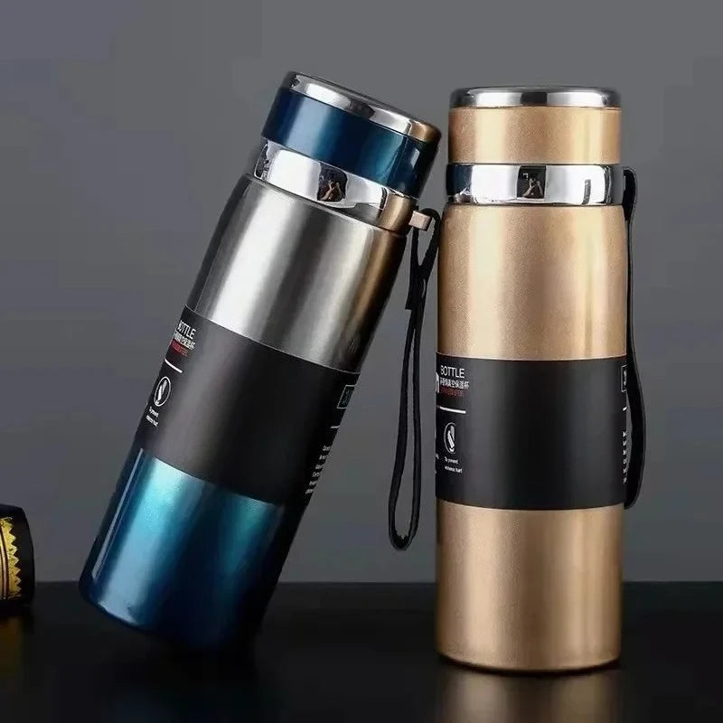 1000ml Thermosflasche Thermoskanne Vakuumflasche Doppelwandiger Edelstahl Kaffee Tee Isolierbecher Auslaufsicher für Büro