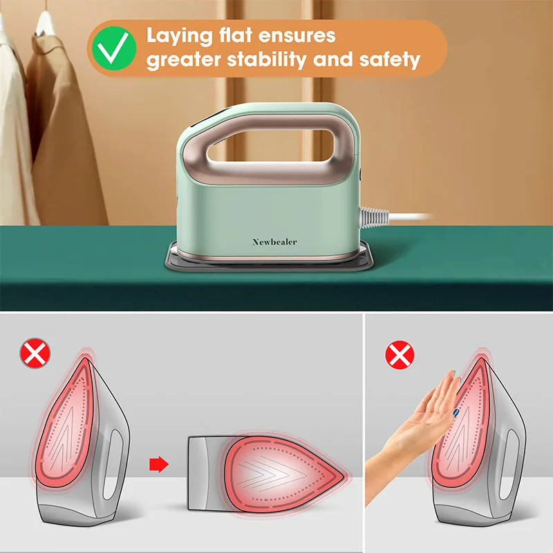 Fer à vapeur portable 1200W, réservoir 180 ml, repassage multi-angle, vapeur continue turbo, arrêt automatique, idéal pour les voyages.
