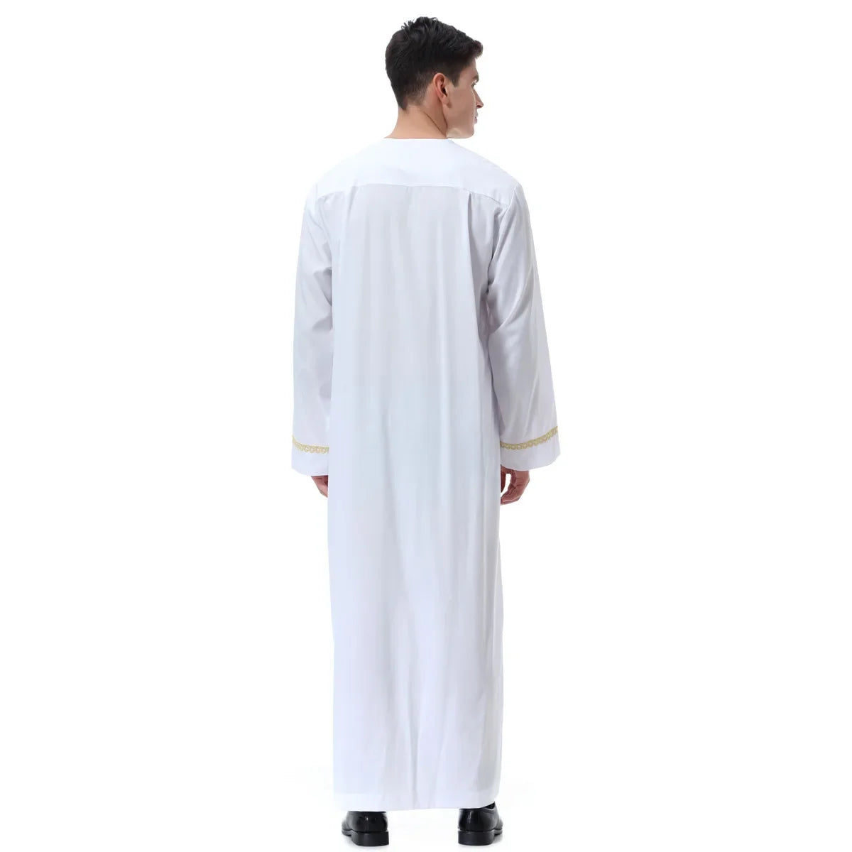 Jubba Thobe Homme Musulman Imprimé Fermeture Éclair Kimono Longue Robe Saoudienne Islamique Musulman Vêtements Abaya Caftan Islam Dubaï Robe Arabe