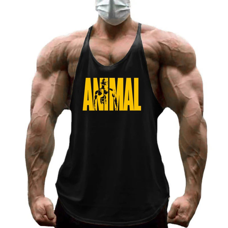 Gilets de course pour hommes ANIMAL Lettres imprimées Débardeurs de sport sans manches en coton pour la musculation Maillots de corps vêtement de fitness musculaire