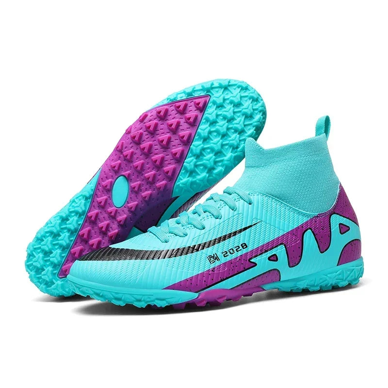 Chaussures de football roses tendance pour hommes, légères et professionnelles, chaussettes intégrées, chaussures de football pour hommes, antidérapantes, originales, baskets de football pour l'extérieur