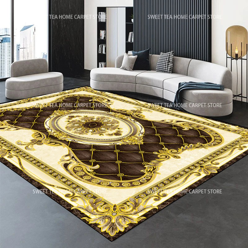 Moderner goldener Luxus-Teppich, große Wohnzimmerdekoration, Heimteppiche, rutschfeste Schlafzimmermatte, anpassbare Couchtisch-Lounge-Teppiche