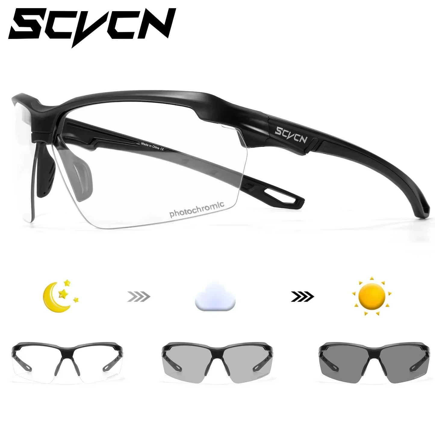 SCVCN Lunettes de soleil photochromiques Cyclisme Vélo VTT Randonnée Golf UV400 Lunettes de sport pour hommes femmes Baseball