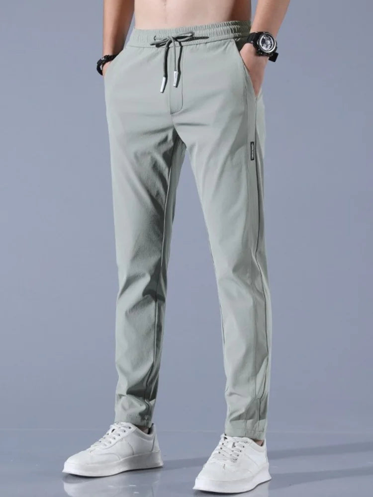 Sommer Herren Eisseide schnelltrocknende Freizeithose schmal geschnitten koreanische Version Eisseidehose Sporthose gerades Bein schnelltrocknend p