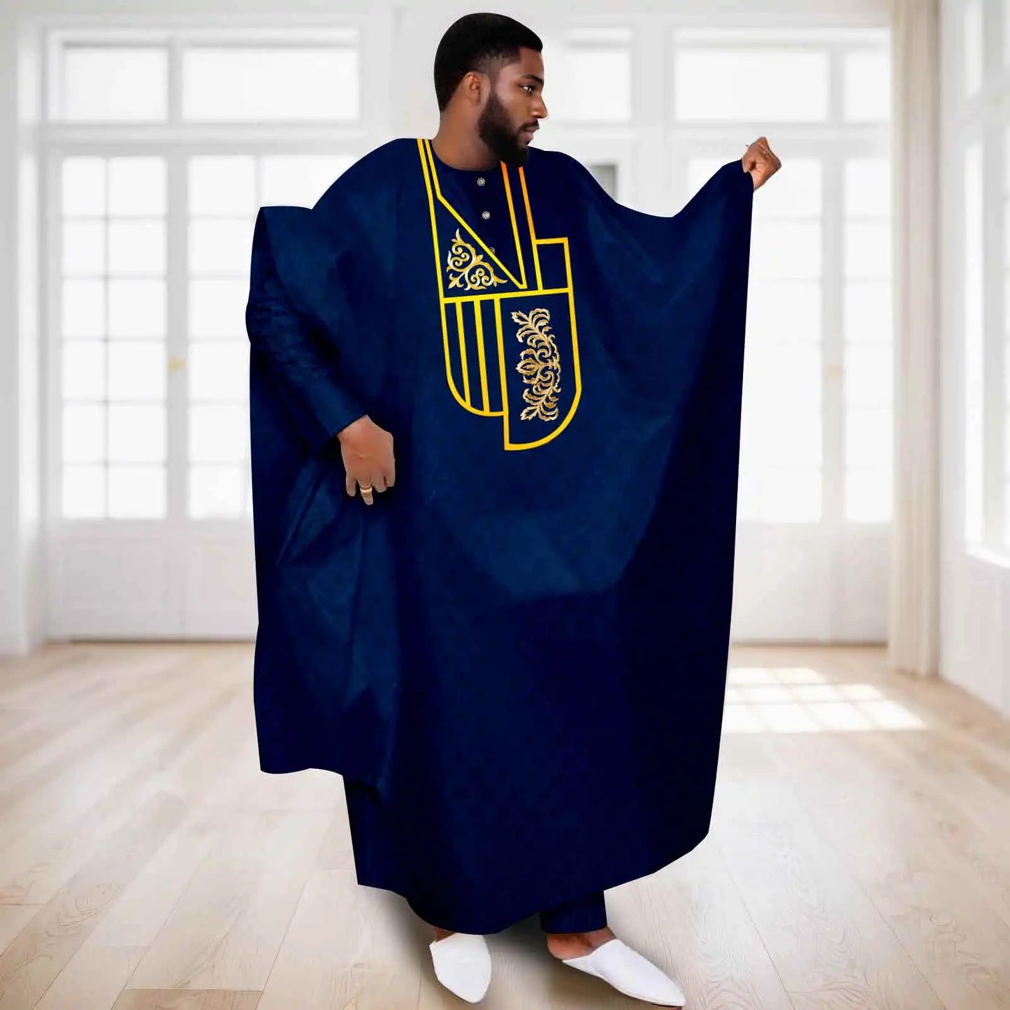 APTX Afrikanische Kleidung für Herren Muslimischer Kaftan Weiß Traditionelle Hochzeit Party Anzug Hemd Hose 3-teiliges Set Dashiki Agbada Ramadan 2516047