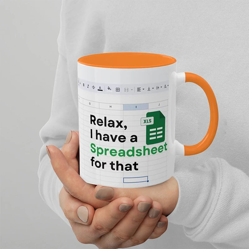 Kreativer tragbarer Excel-Muster-Keramikbecher für Zuhause, Büro, Schreibtisch, Kaffeebecher, Wasserbecher, lustiges Geschenk, 1 Stück