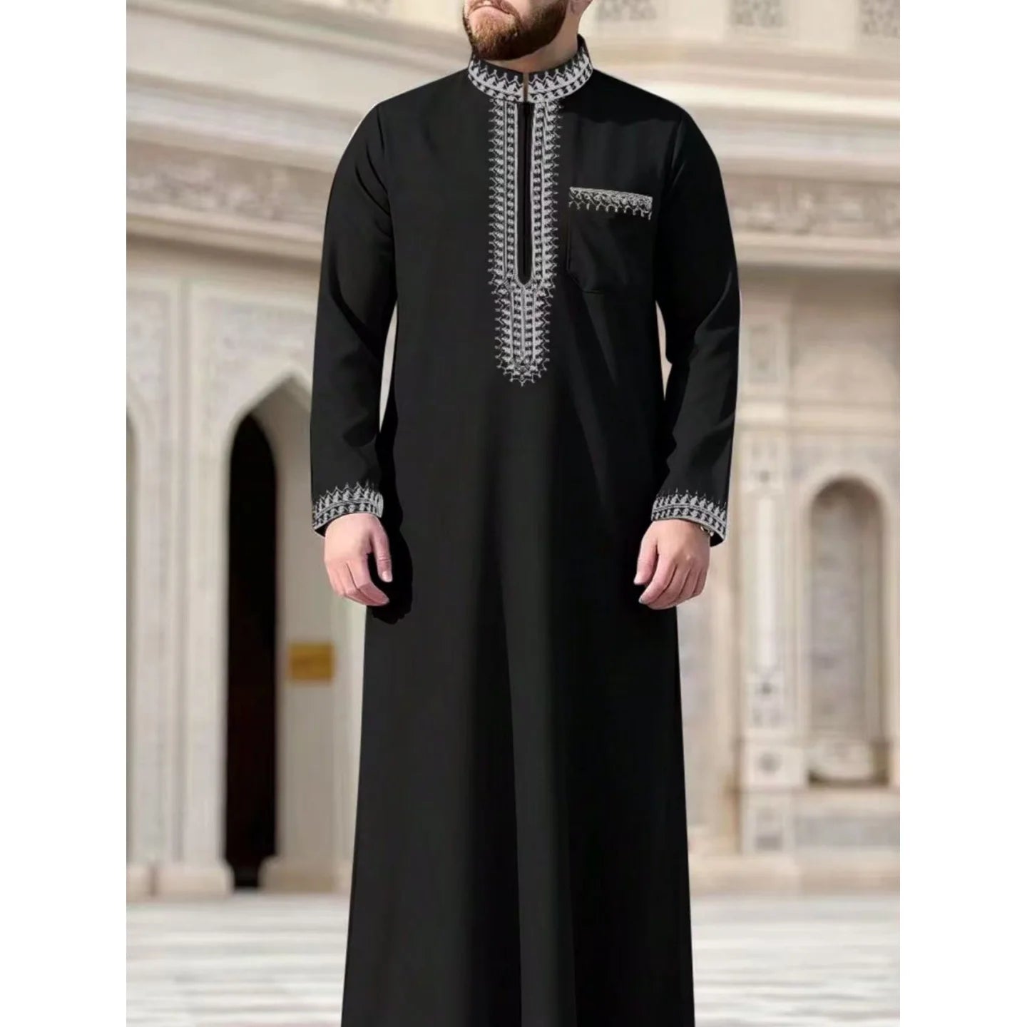 Neue muslimische Herren-Robe, islamische Kapuzen-Ethno-Kleidung, elegante Retro-Nahost-Stickerei, schlichte, lässige Herren-Robe