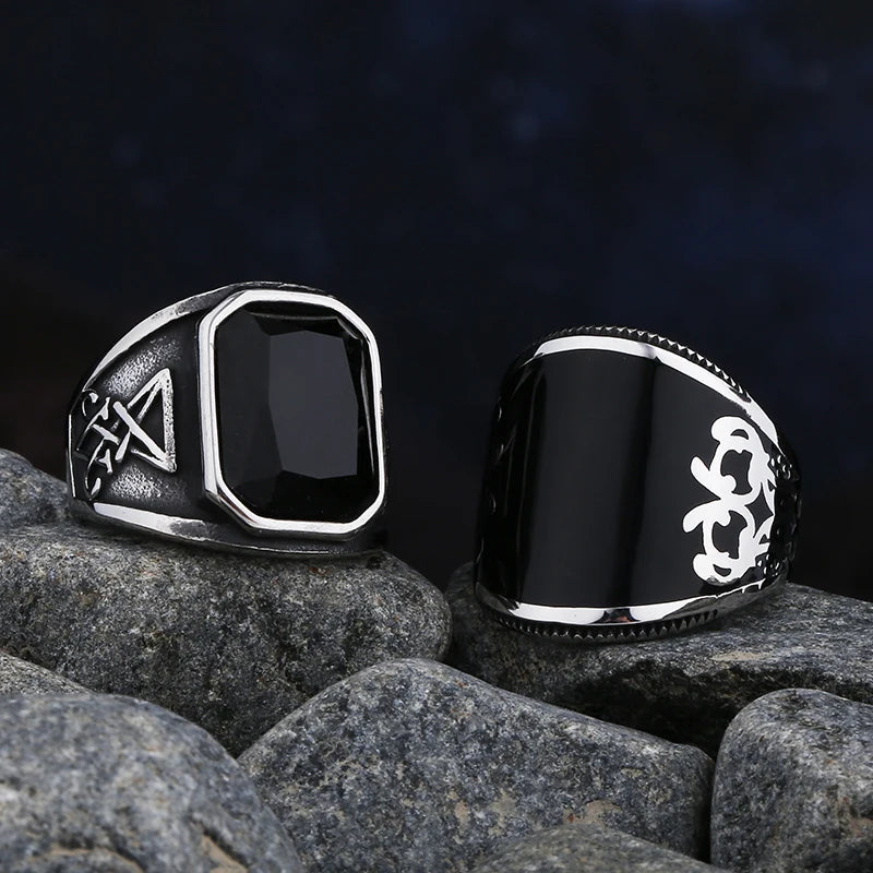 Simple Mode Edelstahl mit schwarzem Achatstein Ringe für Herren Damen Hochwertiger Hochzeitsschmuck Geschenke Dropshipping