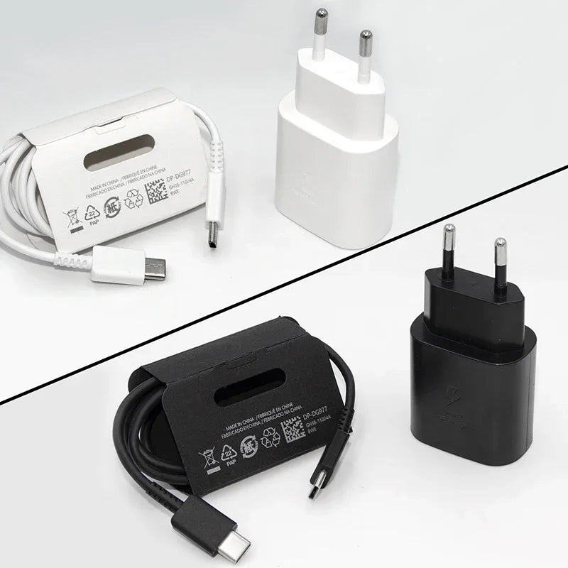 Samsung M55 M54 F55 A36 A16 5G 25W Ladegerät Super Fast Charge Adapter für Galaxy S25 S24 S23 S22 S21 S20 Note20 Ultra Note10 Plus