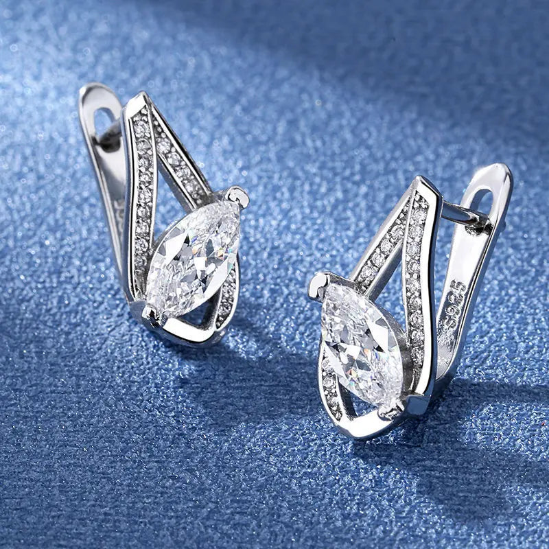 Ohrringe aus 925er Sterlingsilber, Schmuck, hochwertige Retro-Ohrringe mit einfachem Muster, lila-weiße Zirkon-Ohrringe, Bestseller