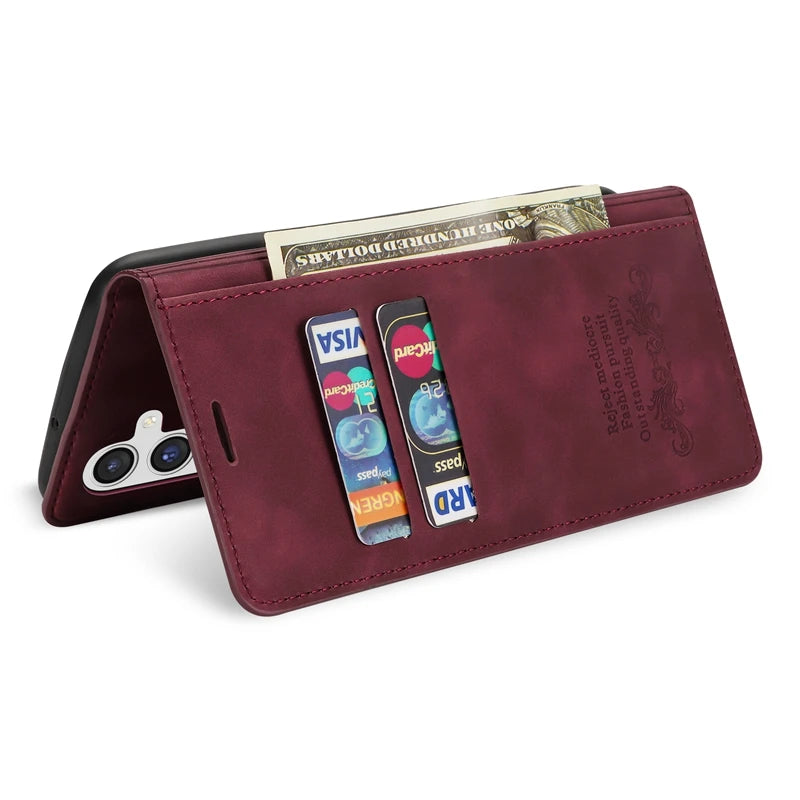 Wallet Skin Friendly Flip Leder Hülle für Samsung Galaxy S26 Ultra S25 Edge S24 Plus S23 FE A15 A16 A17 A26 A35 A36 A54 A55 A56