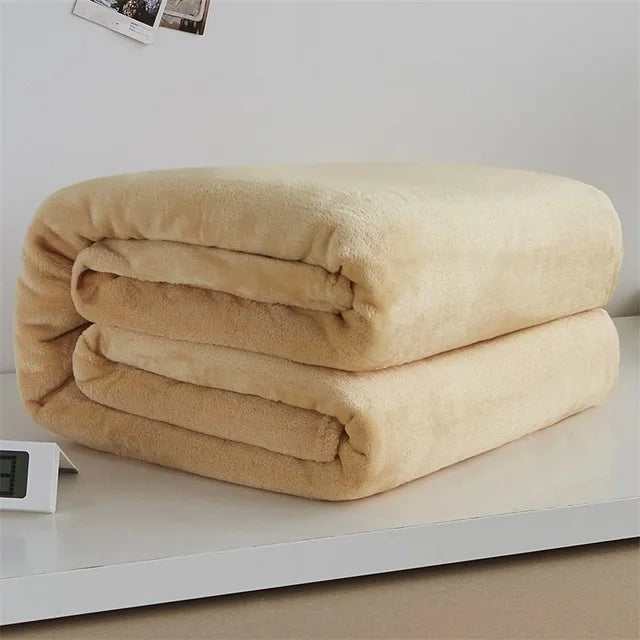 Couvertures en flanelle polaire corail 230 g/m² pour lits, couleur unie bleue rose, douce, chaude et fine, couvre-lit, housse de canapé, couverture plaid en fausse fourrure.
