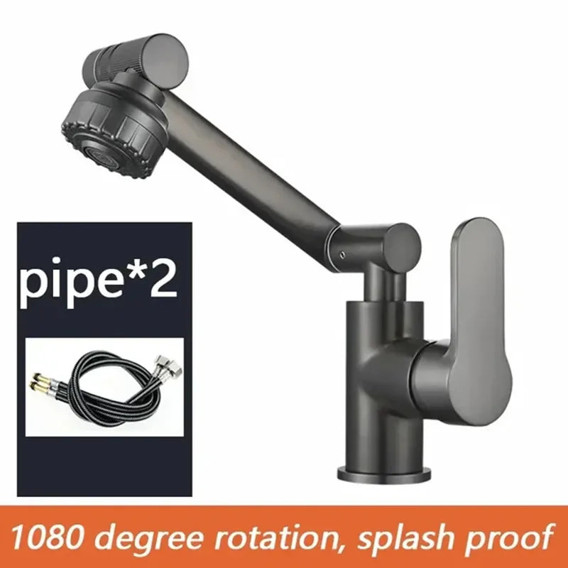 Bathroom Sink Faucet Basin Faucet 1080° Swivel Multifunction Cold and Hot Water Tap Kitchen Sink Faucet 2 Modes Water Tap