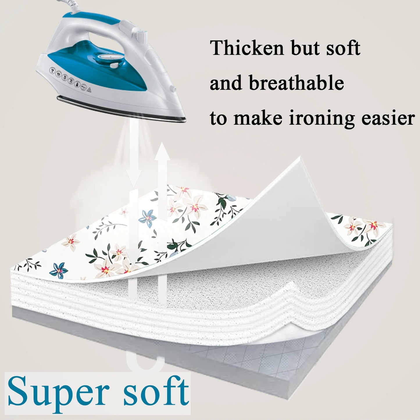 MZXcuin Ironing Board Covers (140x50 cm) Drawstring Tightening with Thick Felt Padding, Easy Fit, Scorch Resistant