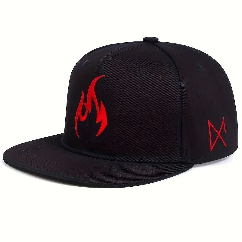 Unisex Flammenstickerei Hip-Hop-Mützen Frühling Herbst Outdoor Verstellbare Freizeit-Baseballkappen Trucker-Mützen Sonnenhut