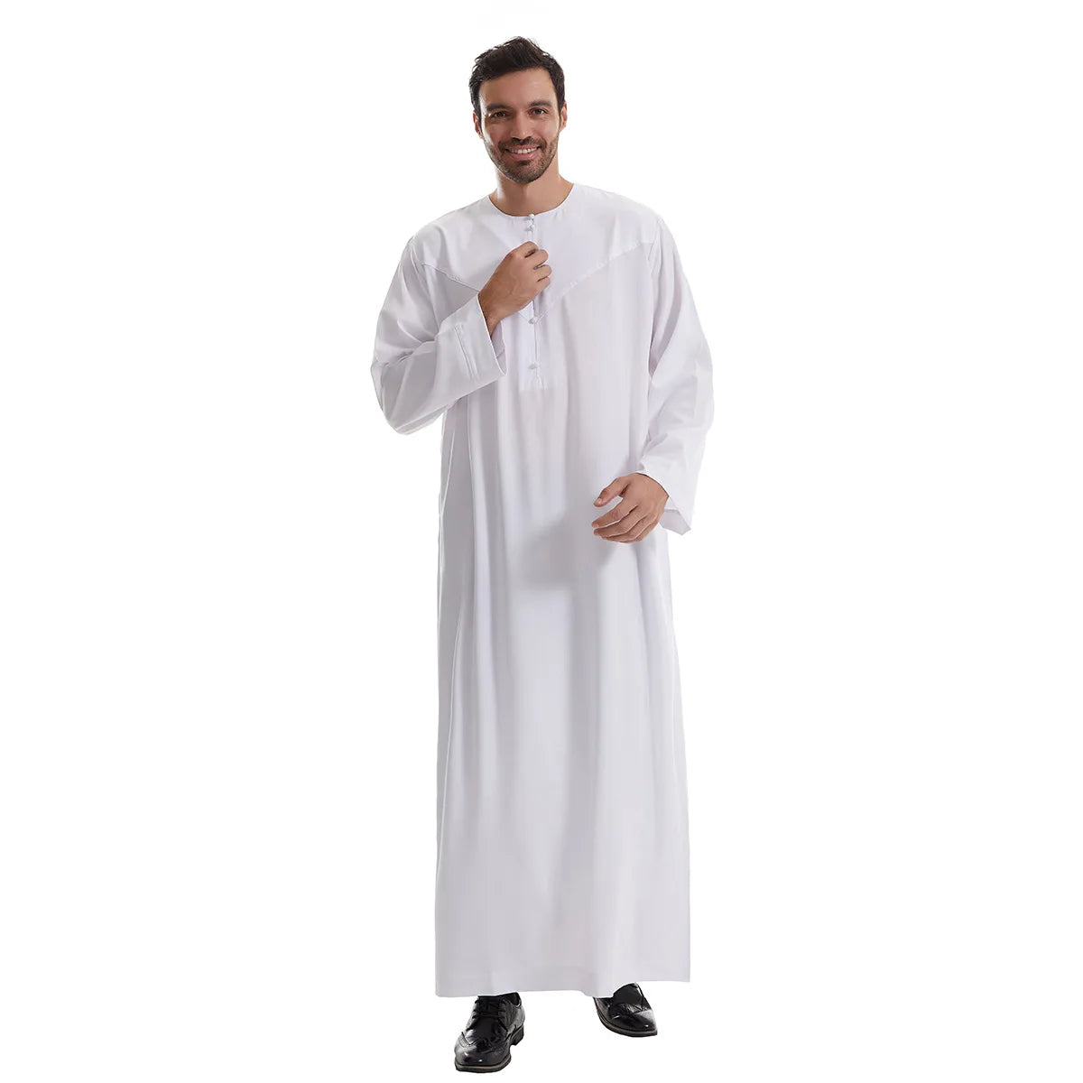 New 2024 Eid Muslim Islamic Middle East Abaya Dubai Malaysia Loose Gown Button Shirt Men Clothing Jalabiya Abayas Ramadan Caftan