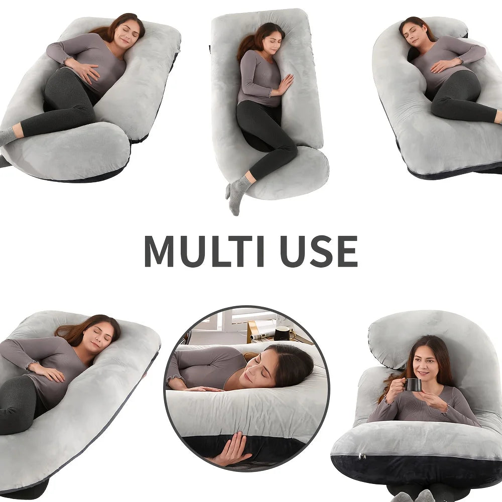 60-inch Full Body Pillow, Maternity Pillow, Maternity Full Body PillowwithPillowcase,Full Body Pillow with Back, Leg.(135X75X60）