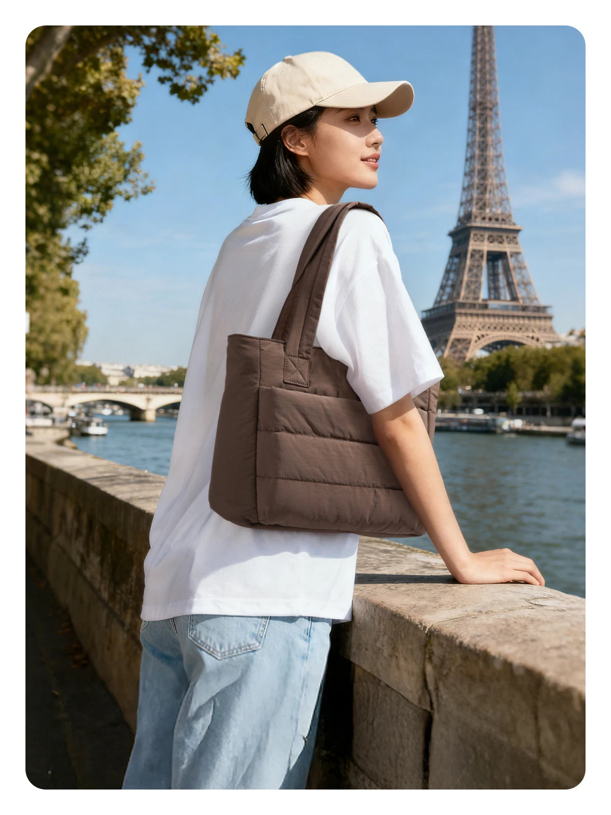 BAGSMART Damen Tragetasche Gepolsterte Einzelschultertasche Große Kapazität Studenten College Umhängetasche Lässige Outdoor-Handtasche