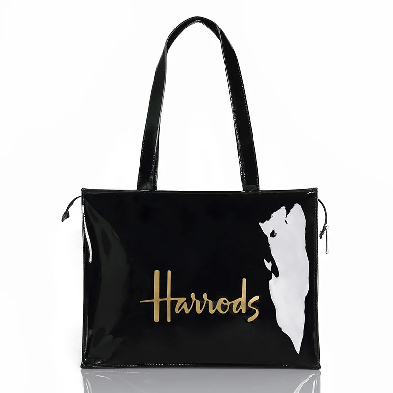 Horizontal Edition PVC Reusable Shopping Bag Eco-friendly London Lady Shopper Bag Large Capacity Waterproof Handbag Shoulder Bag