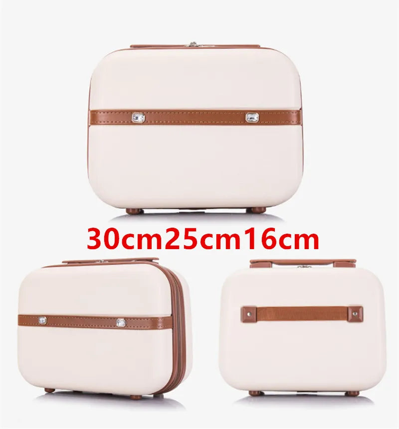 Nouvel ensemble de bagages à roulettes pour femmes - Ensemble valise de voyage tendance avec serrure à combinaison, sac à cosmétiques universel, ensemble de 2 valises à roulettes rétro