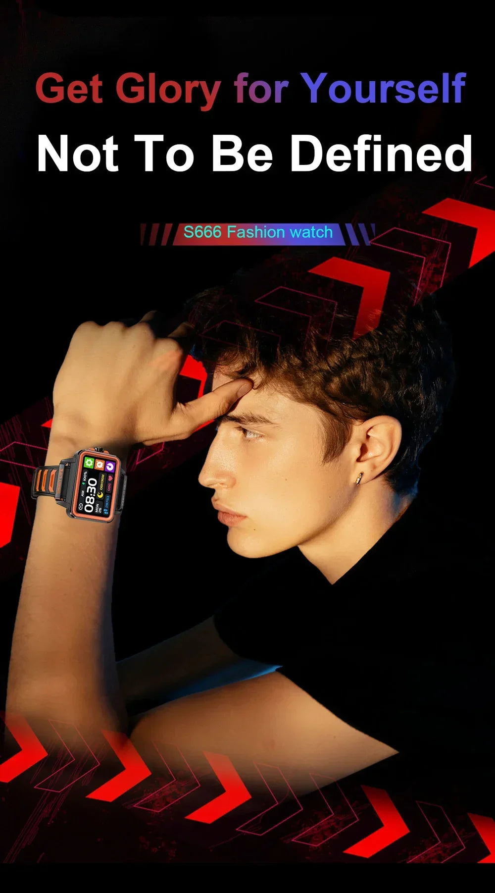 Hip-Hop-Fashion-Persönlichkeit Smartwatch 1,57 Zoll HD-Bildschirm 24h Kontinuierliche Herzfrequenz Schlafmonitor Spiel Wasserdichte Smartwatch