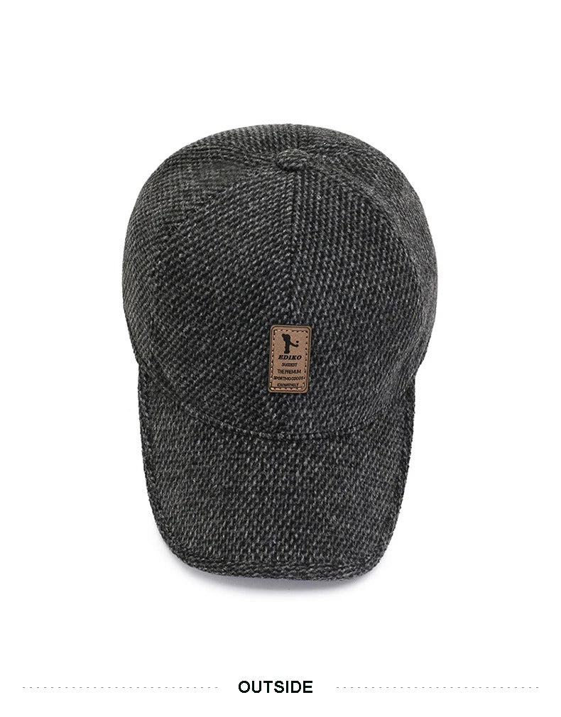 Casquette de baseball en laine tricotée pour l'hiver, cache-oreilles, casquette de baseball pour hommes, chapeaux chauds et épais avec protège-oreilles, casquettes de sport de golf, snapback