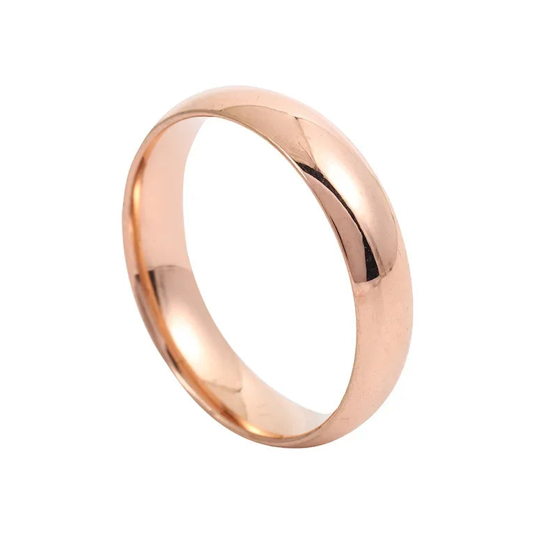 Bague de couple classique en acier inoxydable courbé de 4 mm, breloque, bagues en acier titane pour hommes et femmes, meilleur cadeau de fête, bijoux