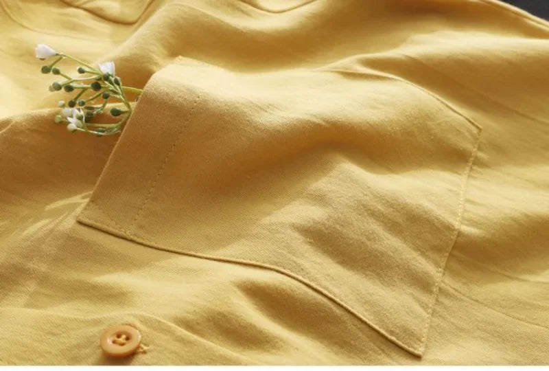 Chemisier ample grande taille respirant Chemise mi-longue coréenne décontractée Chemises d'automne Femme Chemises unies simples à manches longues