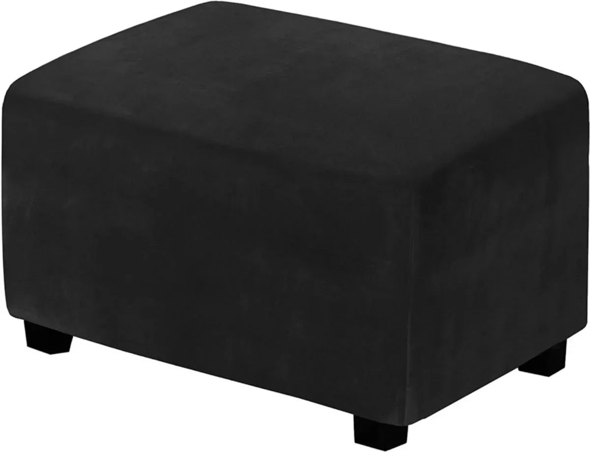 1 Housse de Tabouret Bas Rectangulaire en Velours Élastique, Épaisse et Ultra Douce, Antidérapante et Lavable, Protection de Meuble