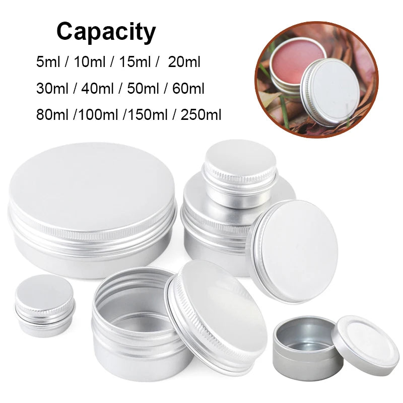 5 ml 10 ml 15 ml 30 ml 50 ml 80 ml round aluminum box tin can screw lid storage scented candle lip balm oil empty jar 10 pcs