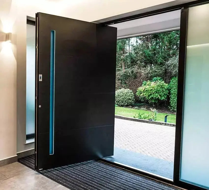 Portes principales prix usine pour la sécurité domestique, portes en aluminium au design moderne avec verre trempé pour villa, porte d'entrée personnalisée