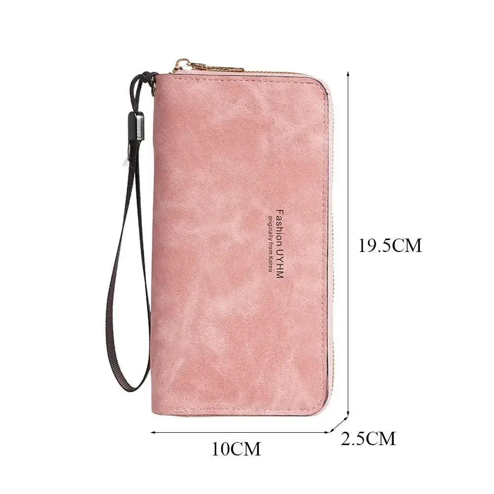 Forever Young Geldbörse Damen Lang PU Standard Geldbörsen 2024 Neu Retro Weiblich Glatt Reißverschluss Portemonnaie Damen Handtasche Kartenfächer