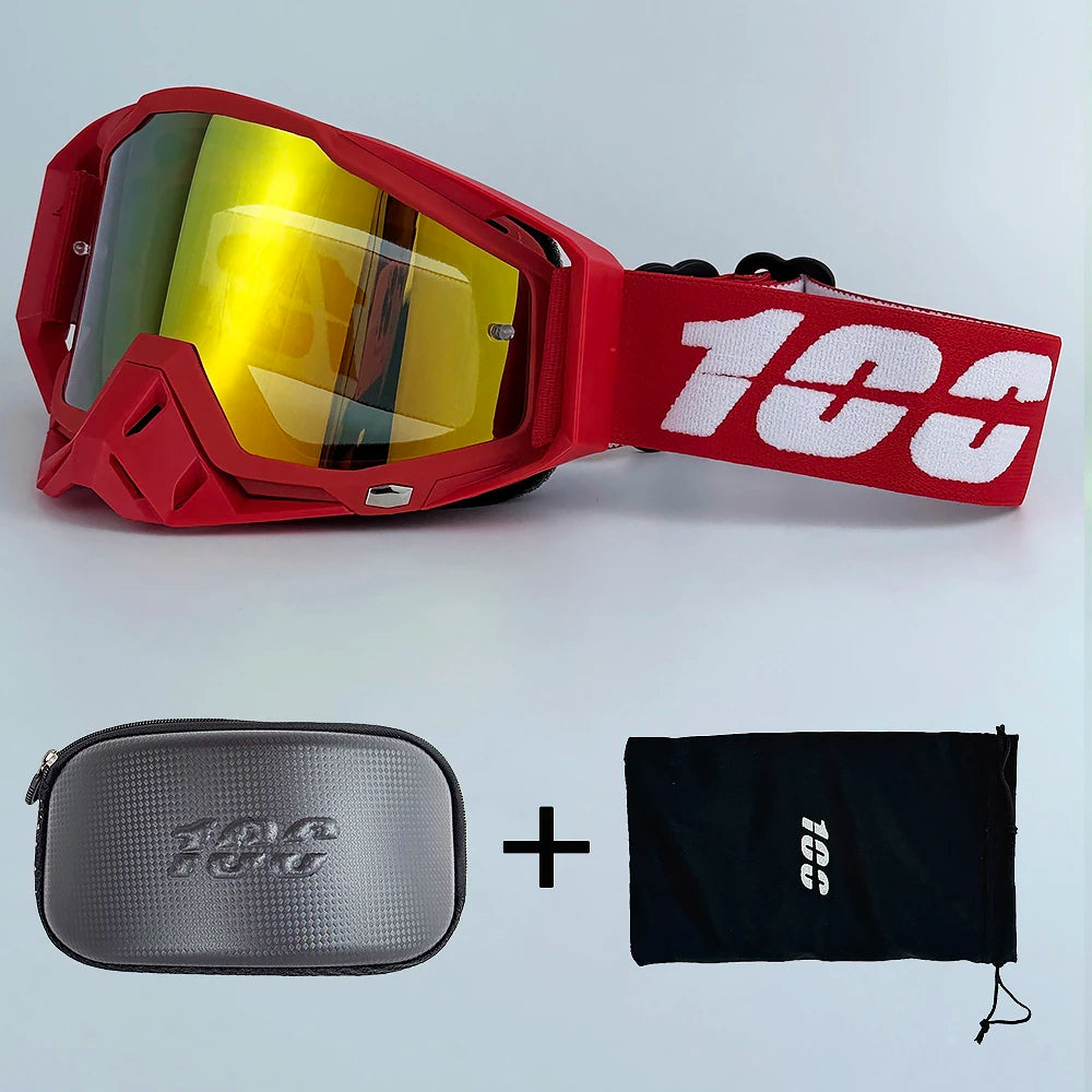 100 Masques de Motocross Lentille HD Homme Lunettes de Moto Lunettes de Protection Femme Moto MX VTT Lunettes de Soleil Accessoires Vélo Tout Terrain
